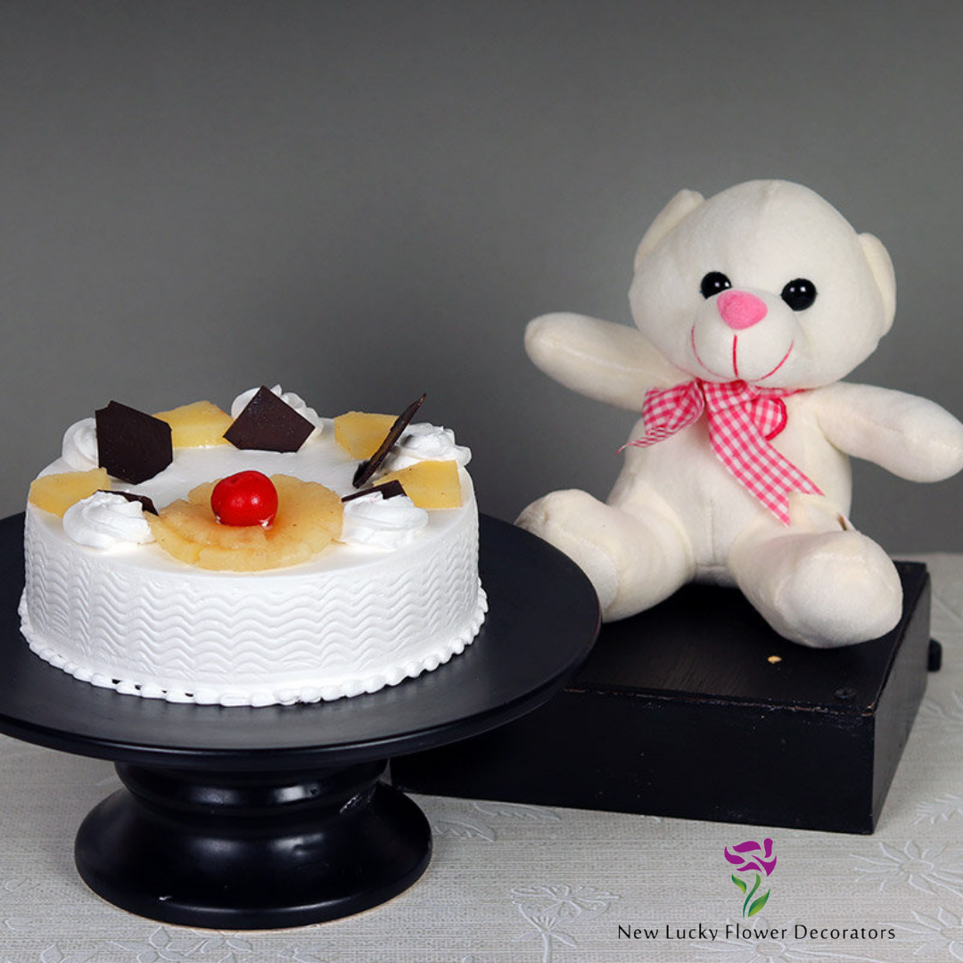 Teddies And Pineapple Cake Combo