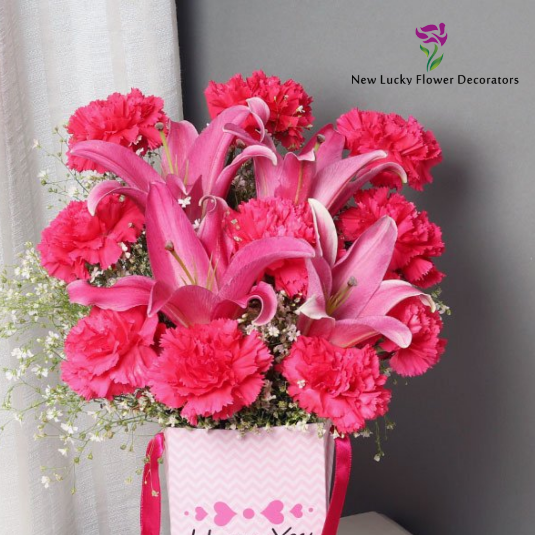 pink lilies and carnation flower bouquet